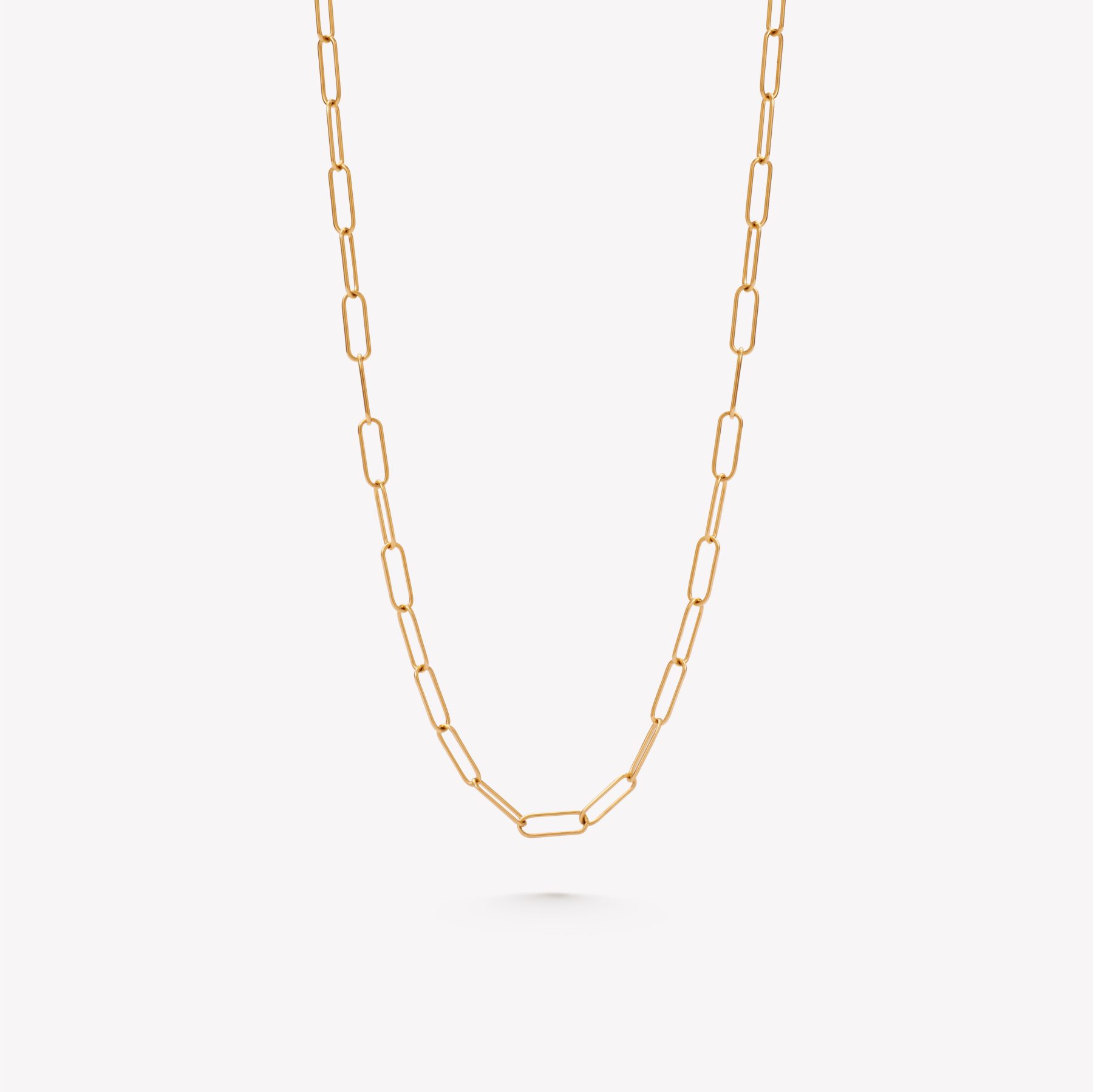 Cadena PAPER CLIP DE 35 CMS en oro amarillo 18k
