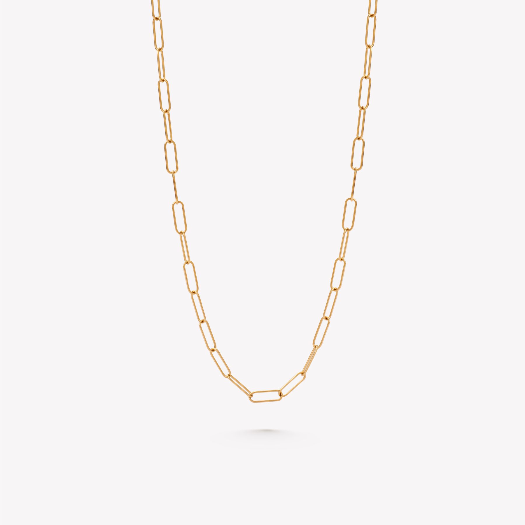 Cadena PAPER CLIP DE 50 CMS en oro amarillo 18k