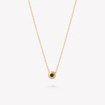 Cadena oro 18k amarillo, Martillada con centro Zafiro Azul.