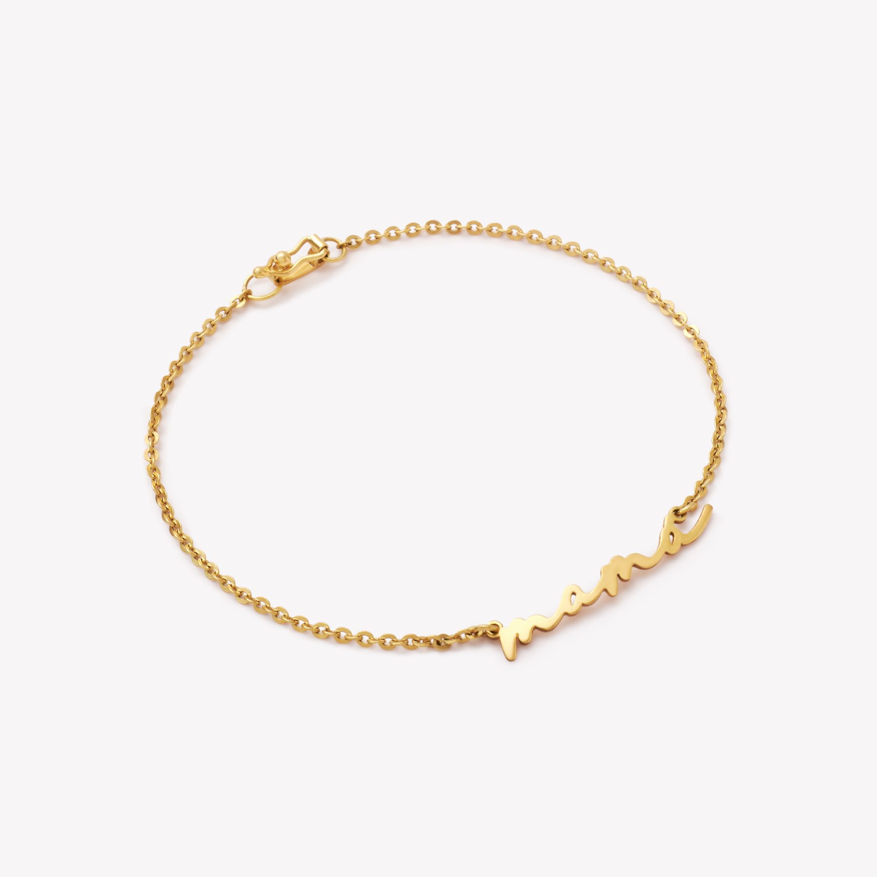 Pulsera oro 18k amarillo, Martillada con centro Mamá.