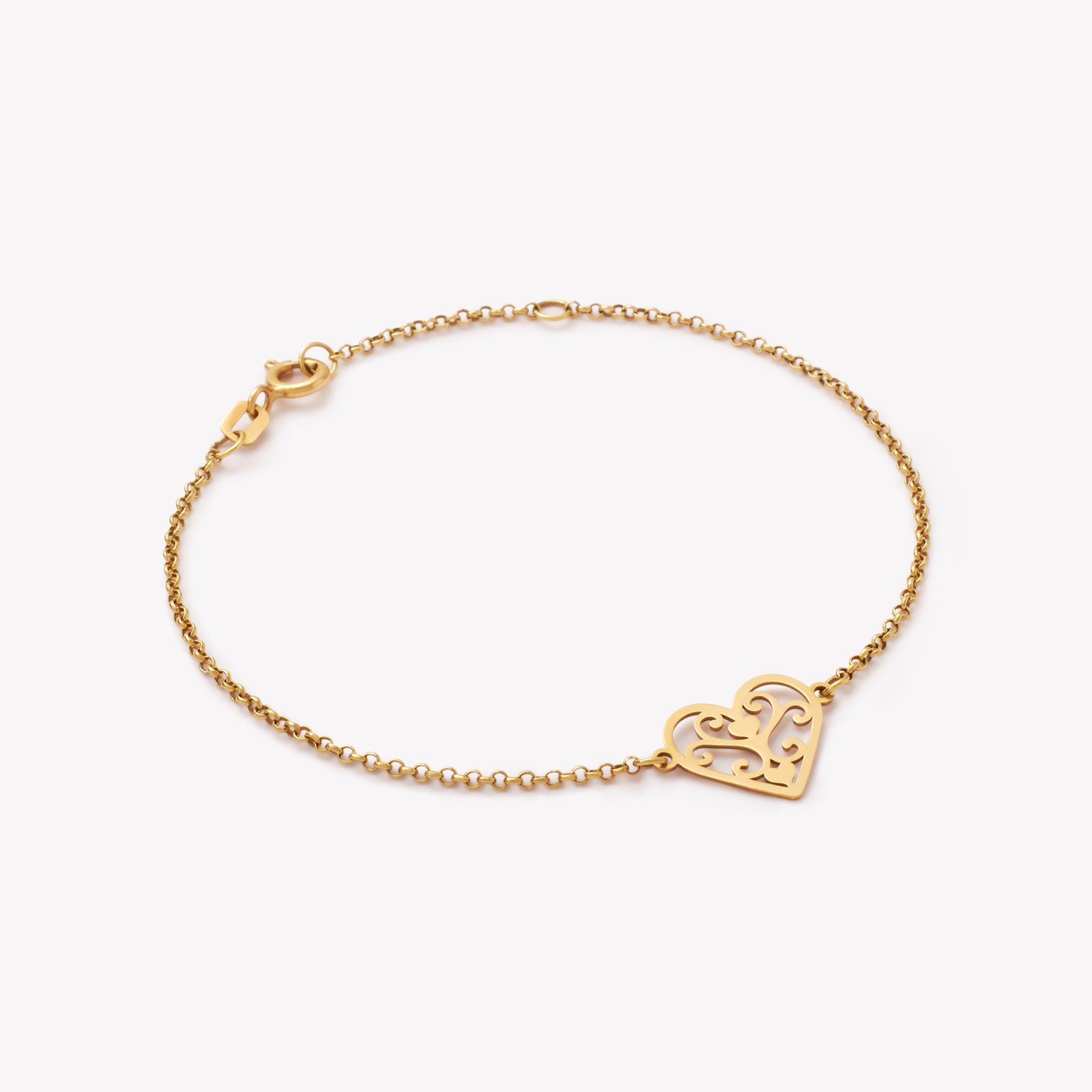 Pulsera oro 18k amarillo, Rollo con corazón Mandala