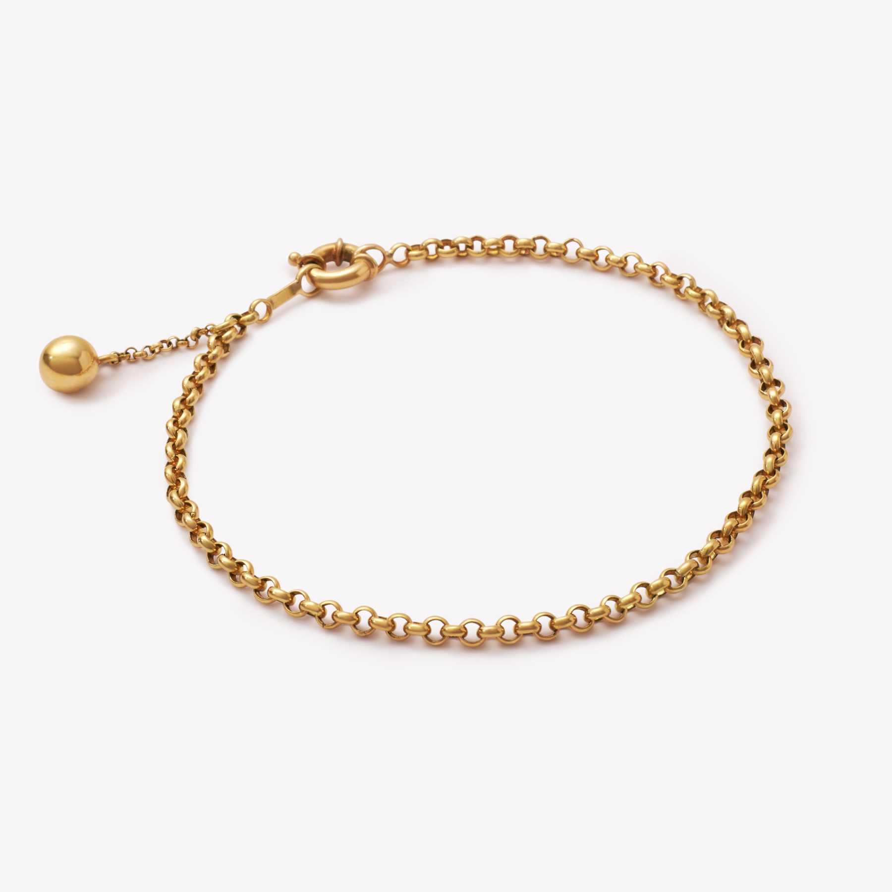 Pulsera oro 18k amarillo, Rollo con bola de 5mm.