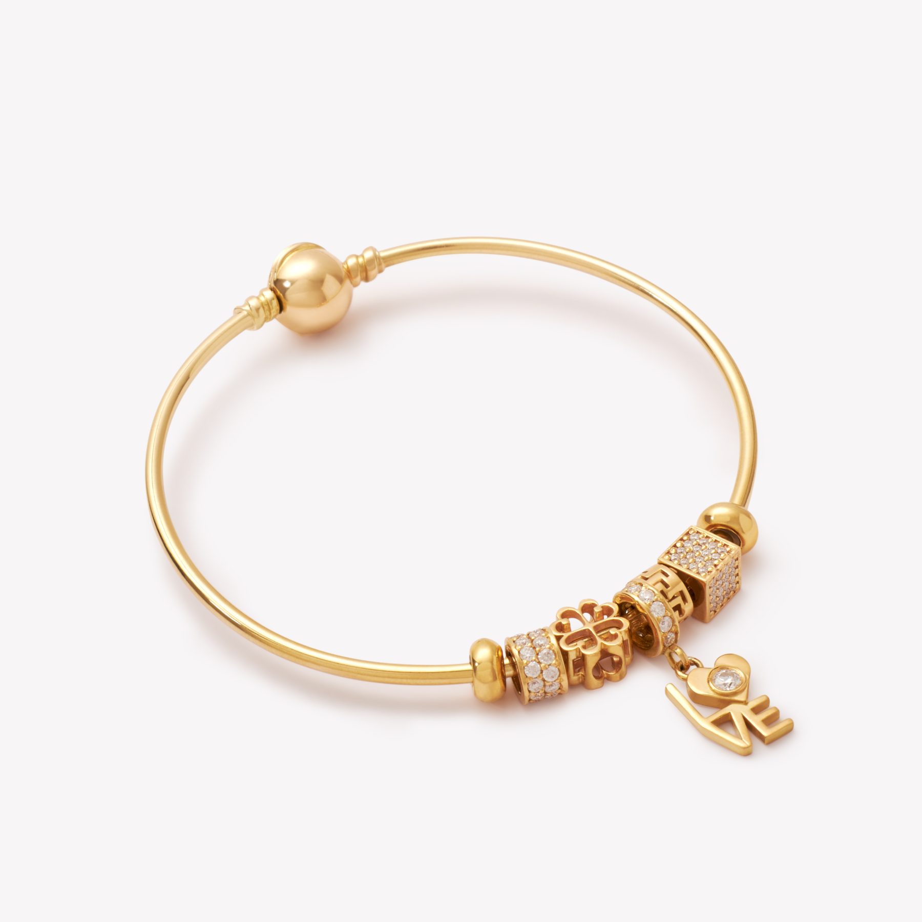 Semanario oro 18k amarillo, Pandora con Dijes