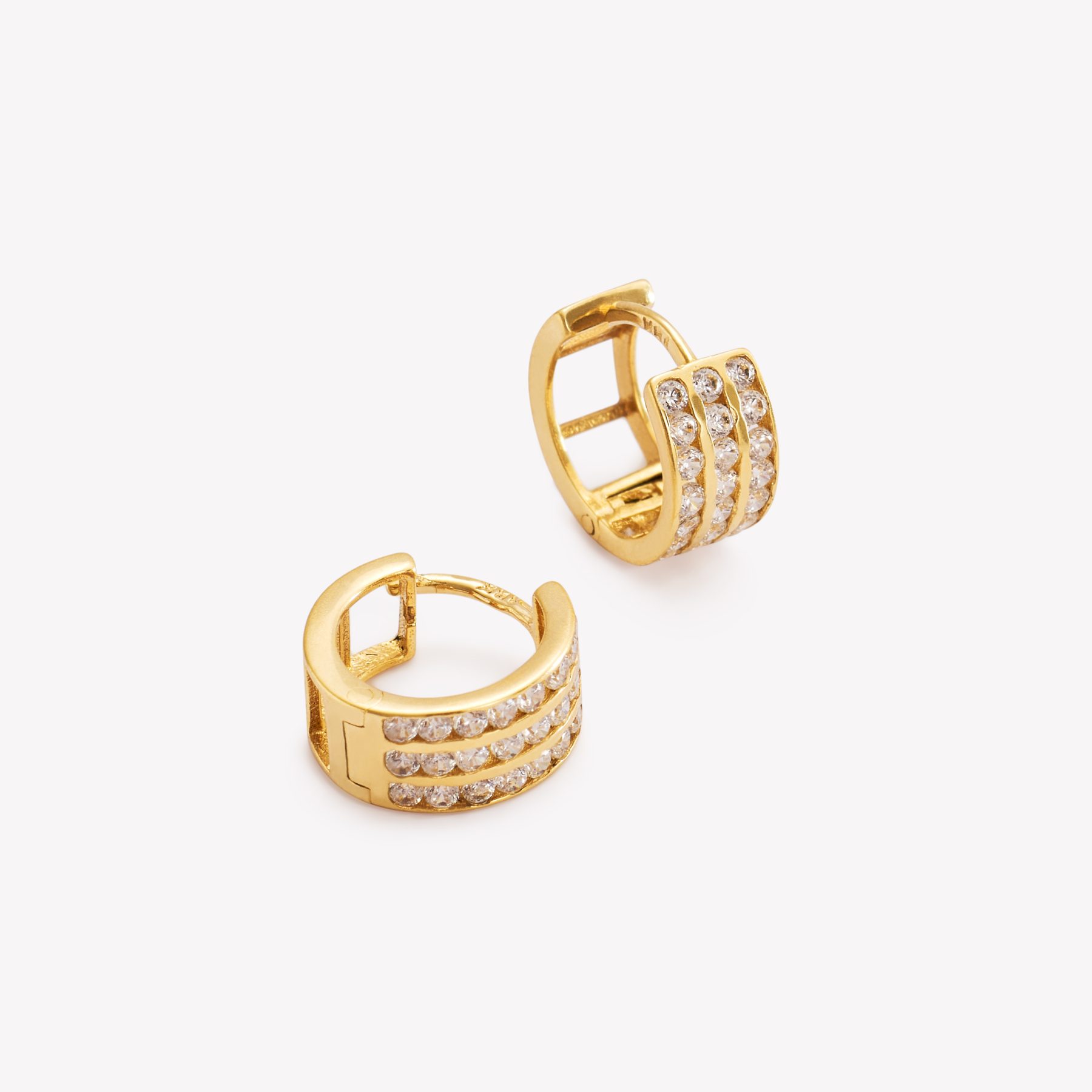 Argollas oro 18k Amarillo, Cinta con brillantes suizos