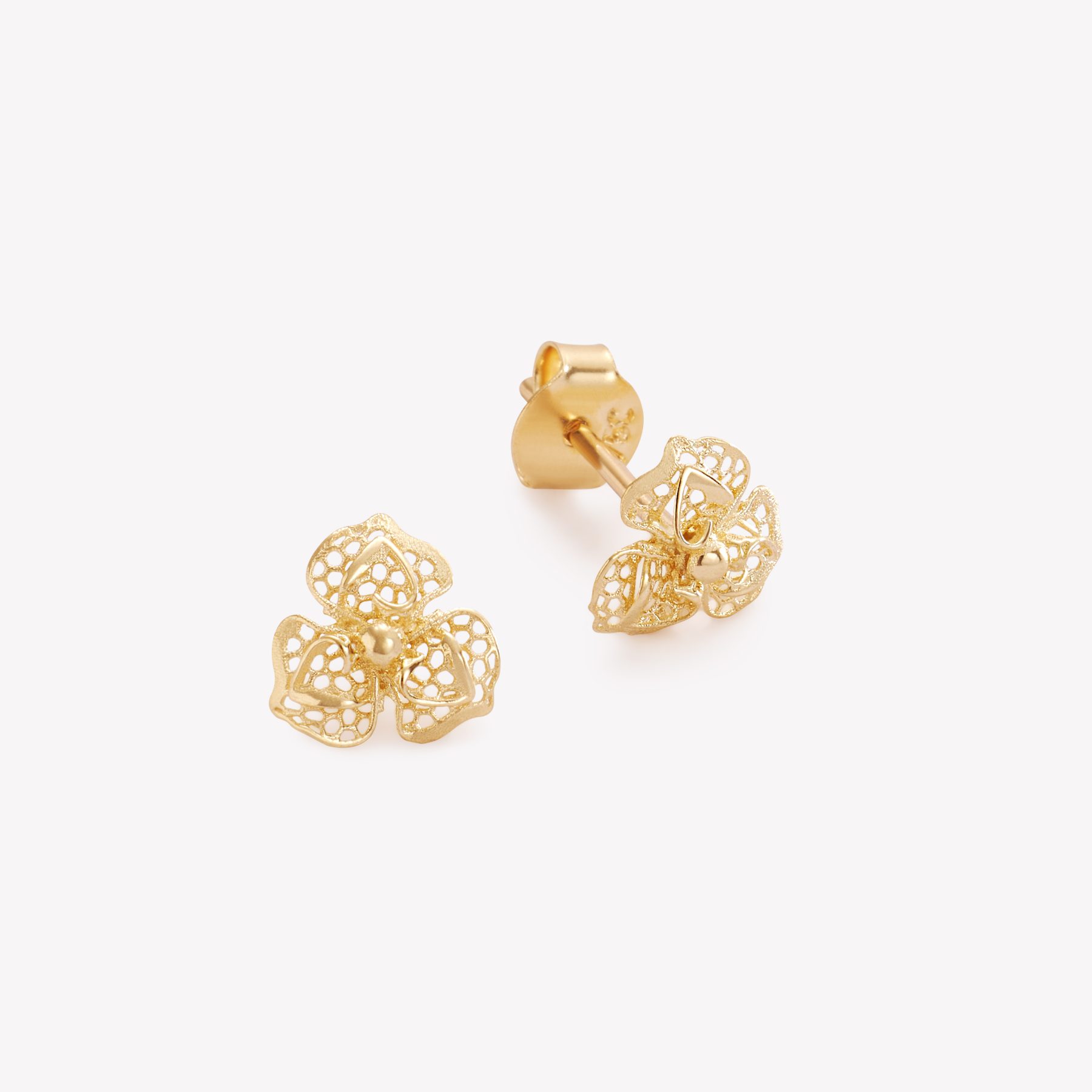 Aretes TRÉBOL FILIGRANA en oro amarillo 18k