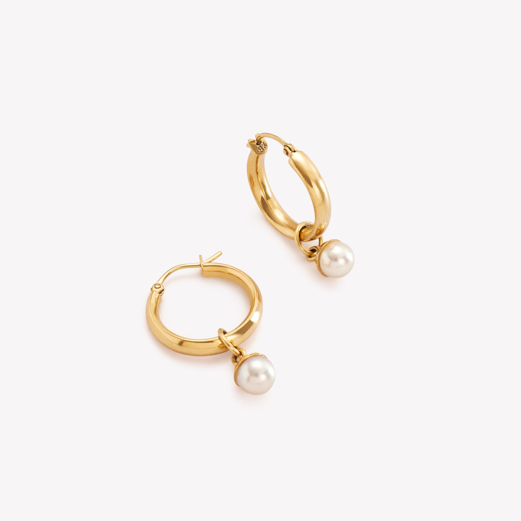 Argollas oro 18k amarillo, Tubulares con Perlas Cultivadas