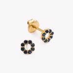 Aretes RIVIERE CIRCULAR CON ZAFIROS AZULES en oro amarillo 18k