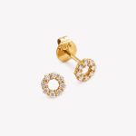 Aretes RIVIERE CIRCULAR CON MOISSANITAS en oro amarillo 18k