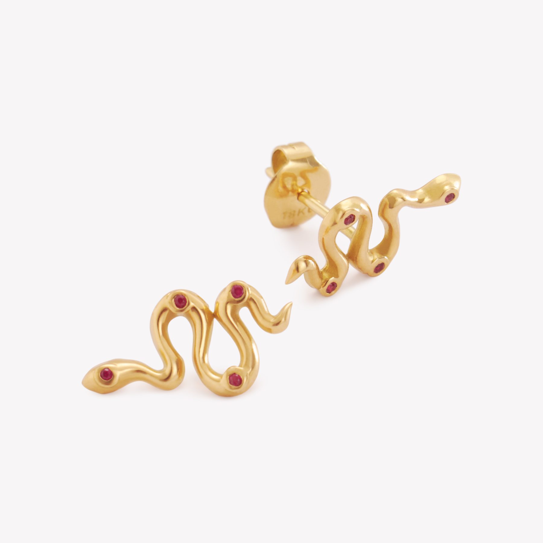 Aretes Snake con Rubí natural, Oro amarillo