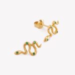Aretes Snake con Esmeraldas naturales, oro amarillo