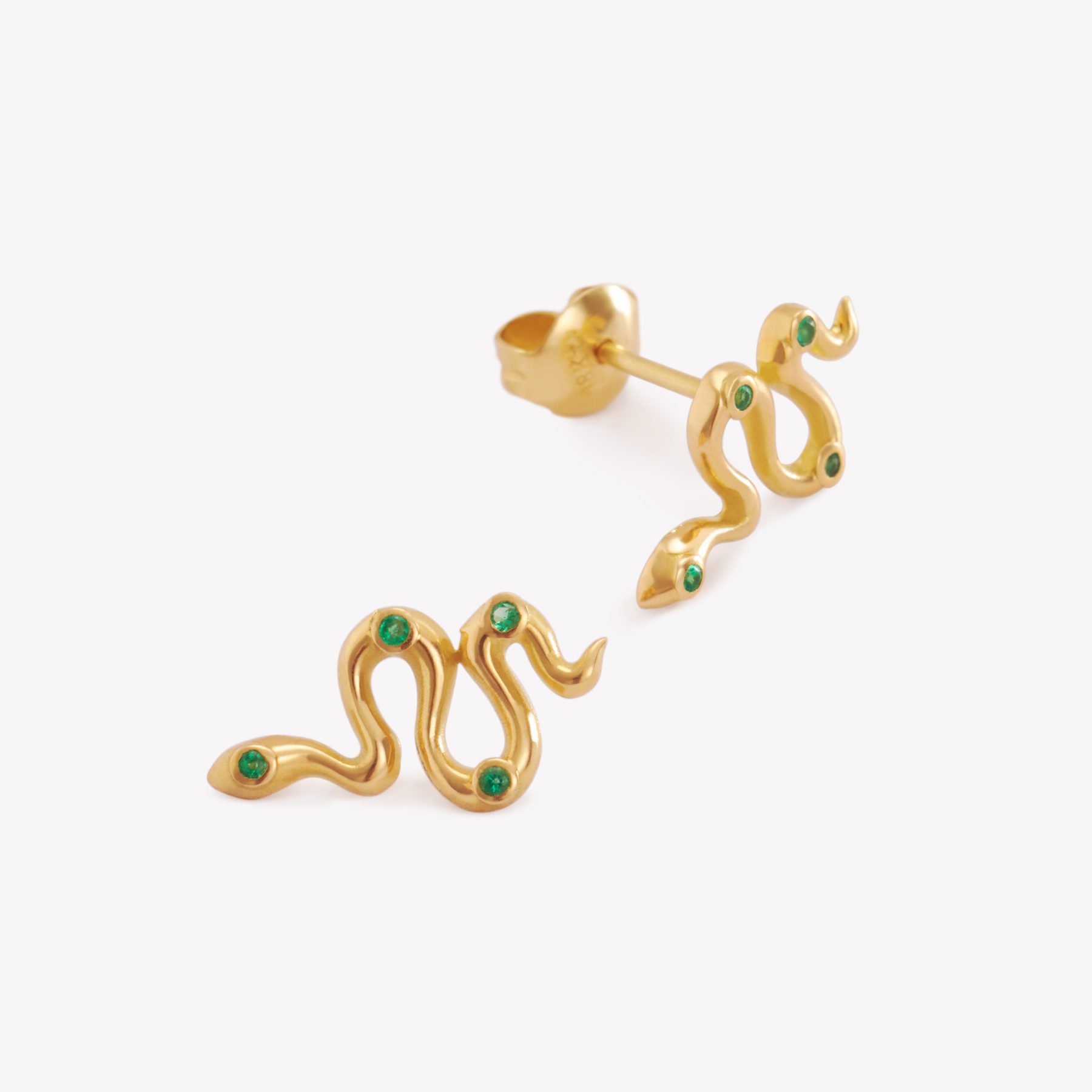 Aretes Snake con Esmeraldas naturales, oro amarillo