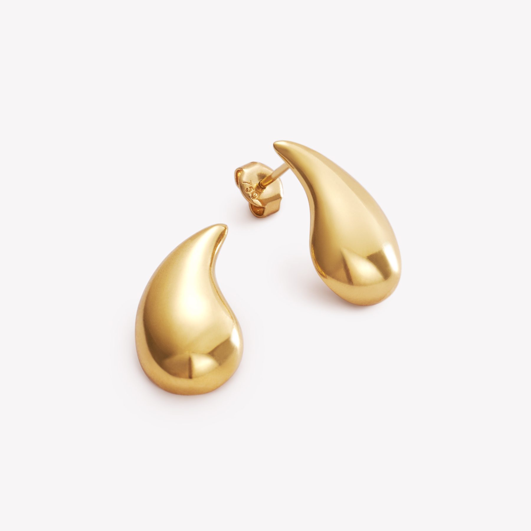 Aretes Drop plano 2.2x1 cm., oro 18k amarillo