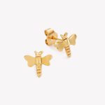 Aretes Libélula, oro 18k naranja