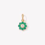 Dije ROSETA CON ESMERALDAS Y DIAMANTE NATURAL en oro amarillo 18k