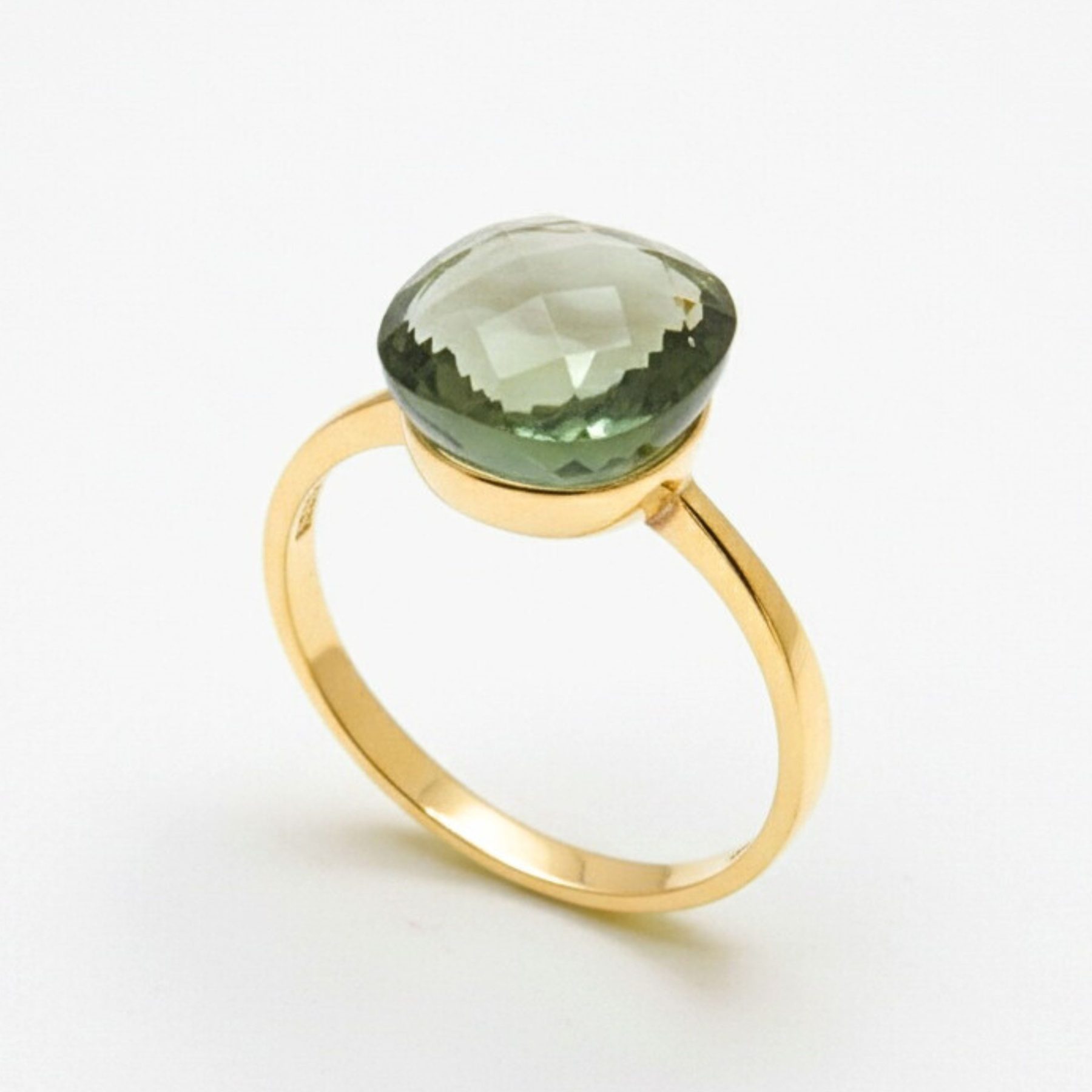 Anillo PRASIOLITA en oro amarillo 18k