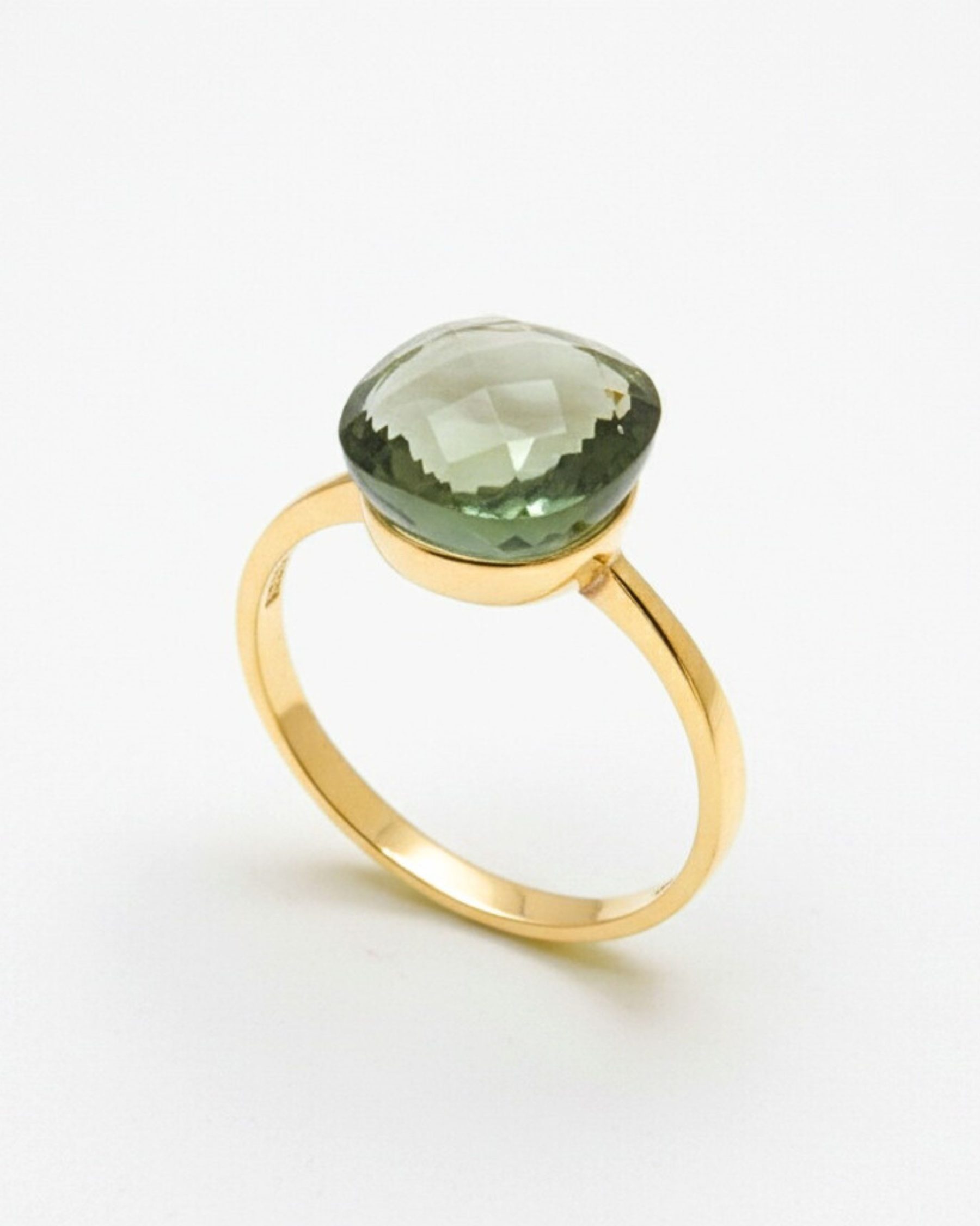 Anillo PRASIOLITA en oro amarillo 18k