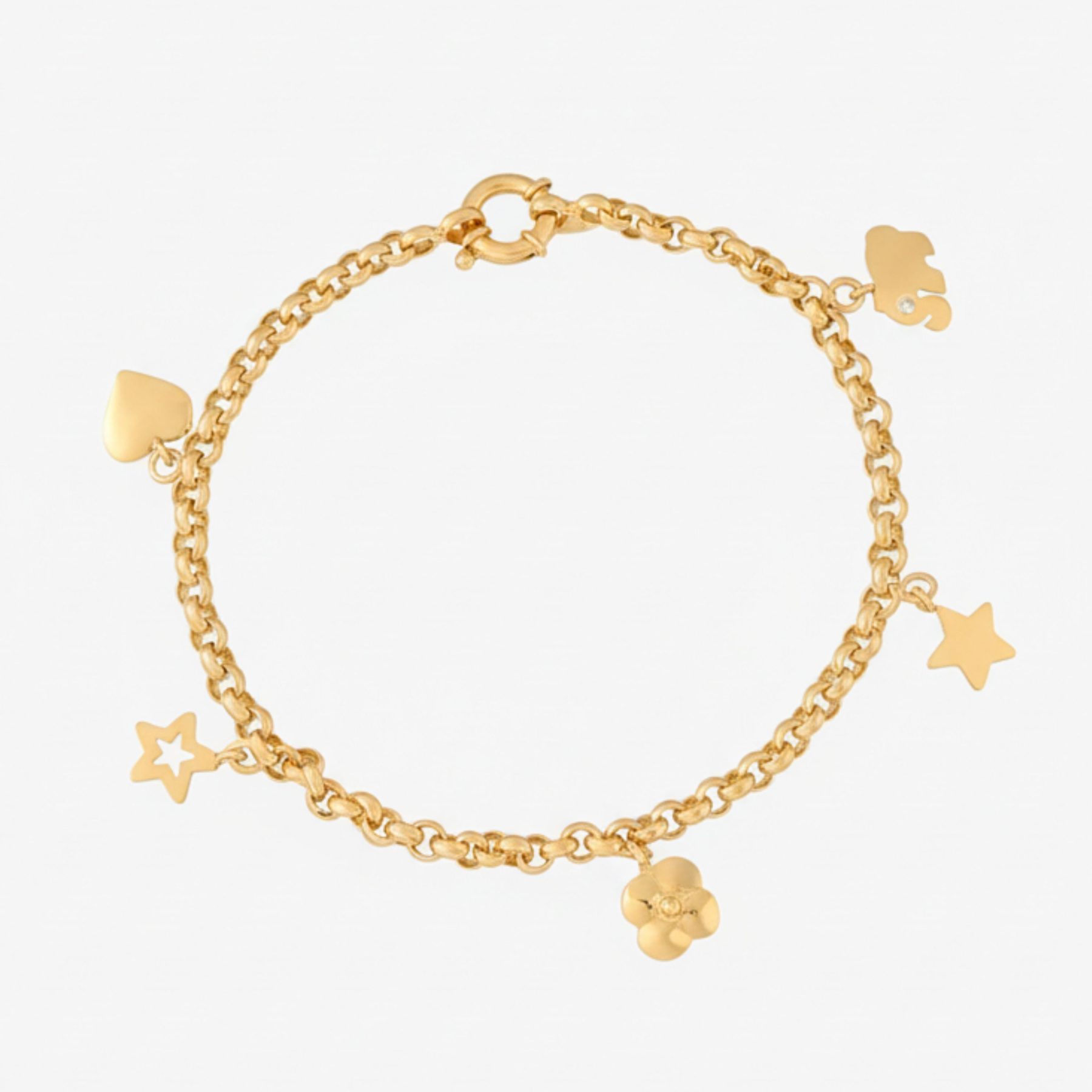 Pulsera ROLLO CON DIJES en oro amarillo 18k