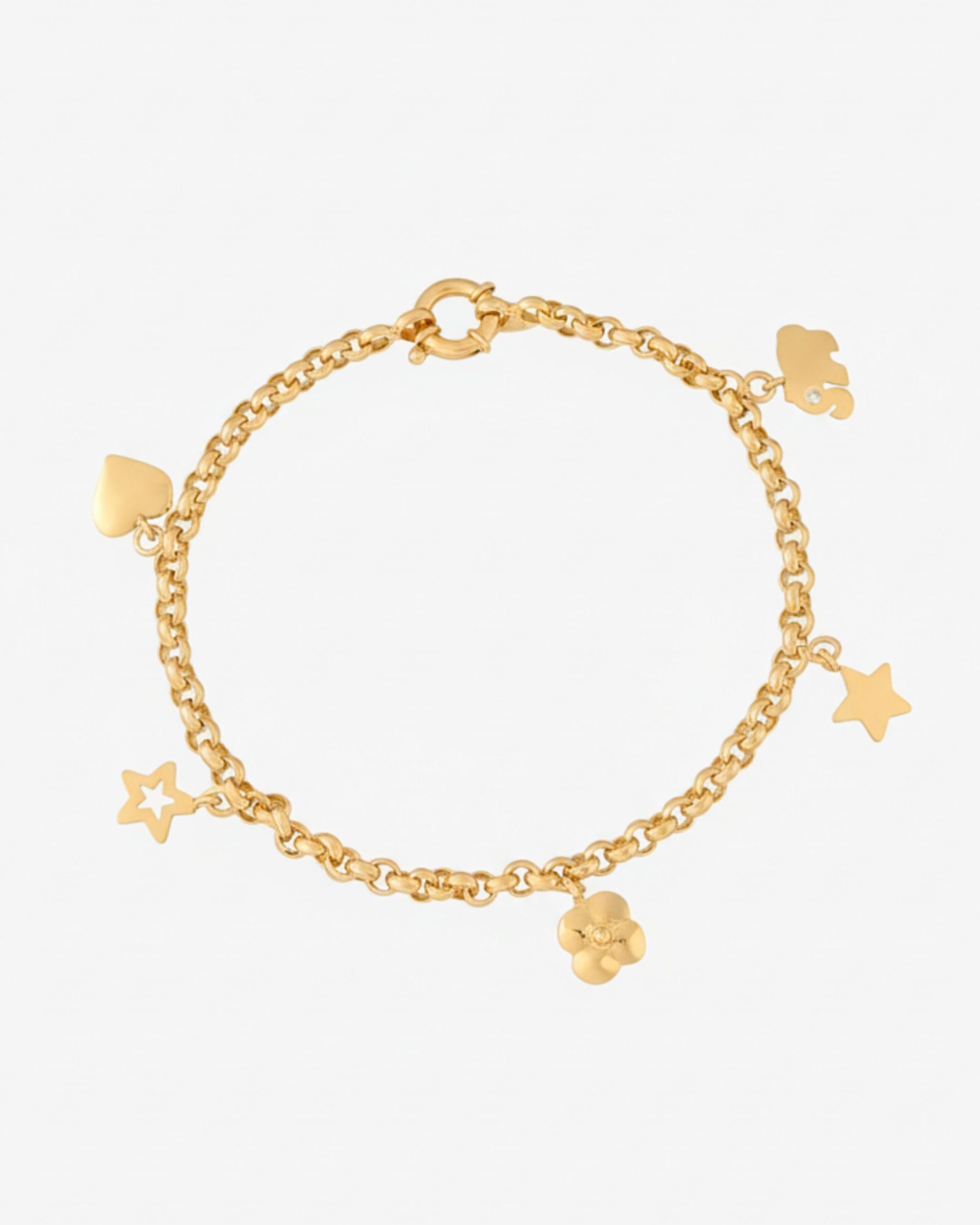 Pulsera ROLLO CON DIJES en oro amarillo 18k