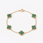 Pulsera TRÉBOL IMPERIAL MALAQUITA en oro amarillo18k