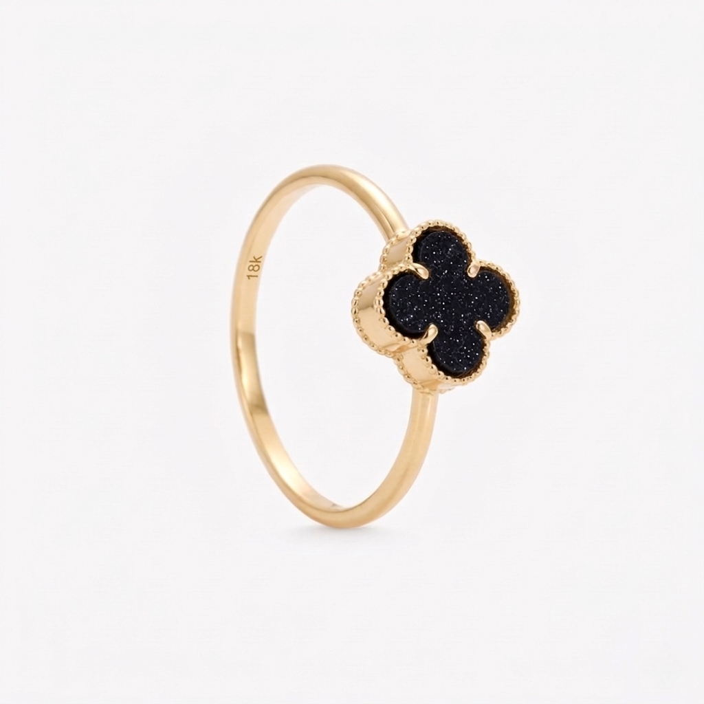 Anillo FLOR IMPERIAL LLUVIA DE NOCHE en oro amarillo 18k