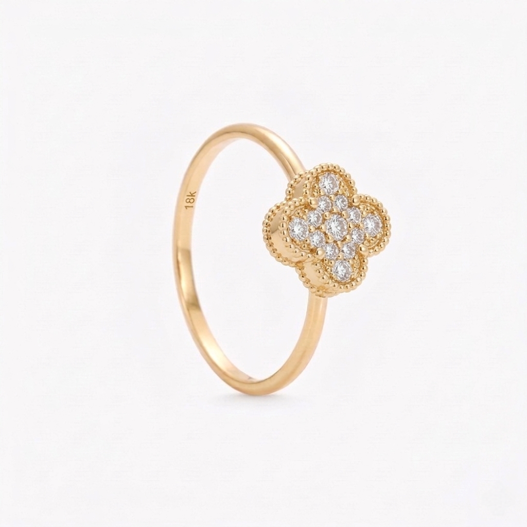 Anillo FLOR IMPERIAL CON DIAMANTES DE LABORATORIO en oro amarillo 18k