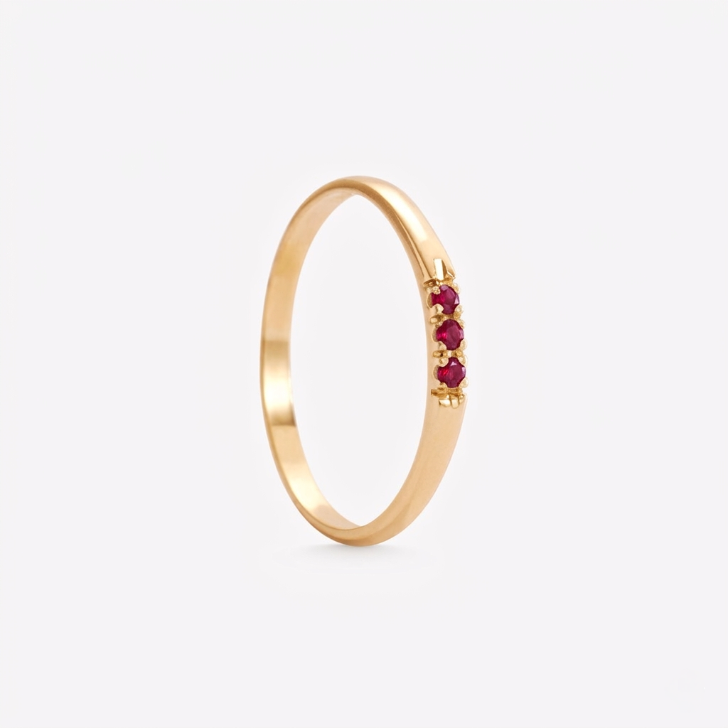 Anillo CINTA CON 3 RUBÍES en oro amarillo 18k