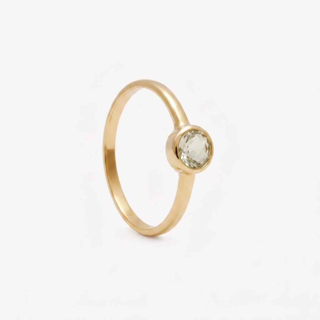 Anillo BRIOLET PRASIOLITA en oro amarillo 18k