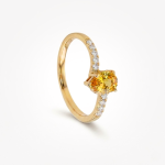 Anillo ZAFIRO AMARILLO GOTA Y DIAMANTES en oro amarillo 18k