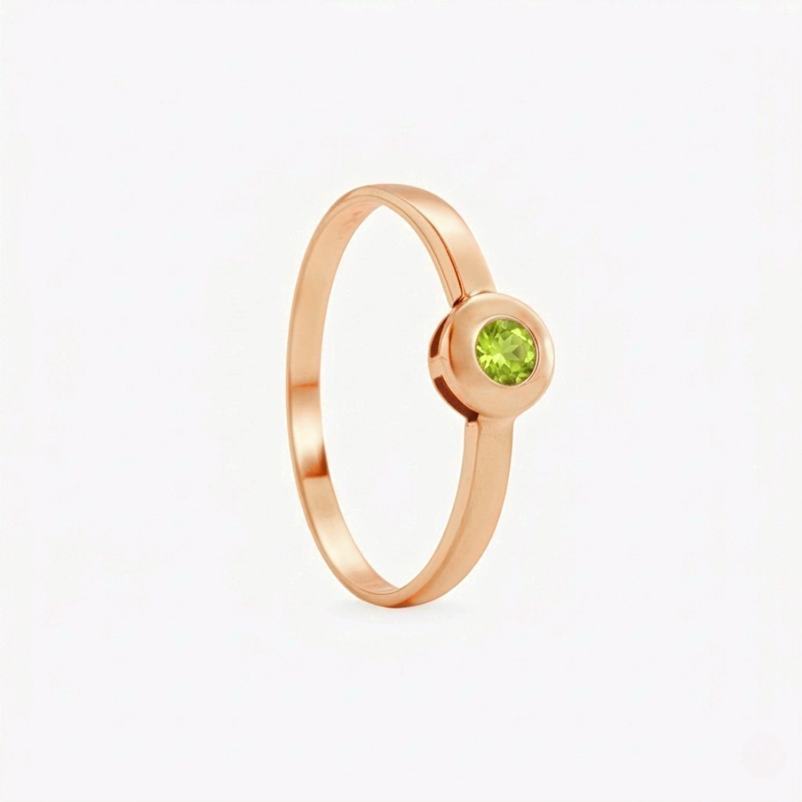 Anillo PUNTO LUZ CON PERIDOTO en oro naranja 18k