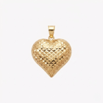 Dije CORAZÓN MARTILLADO DIAMANTADO en oro amarillo 18k