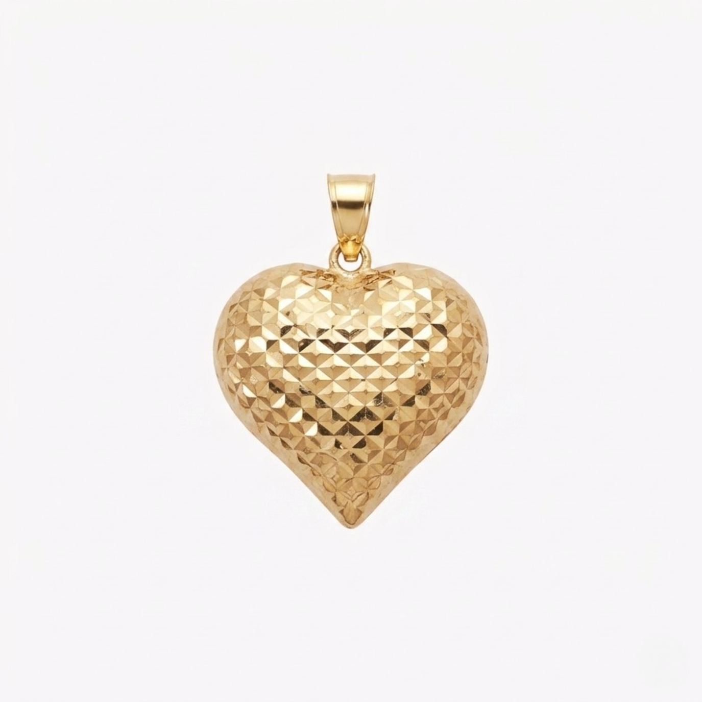 Dije CORAZÓN MARTILLADO DIAMANTADO en oro amarillo 18k