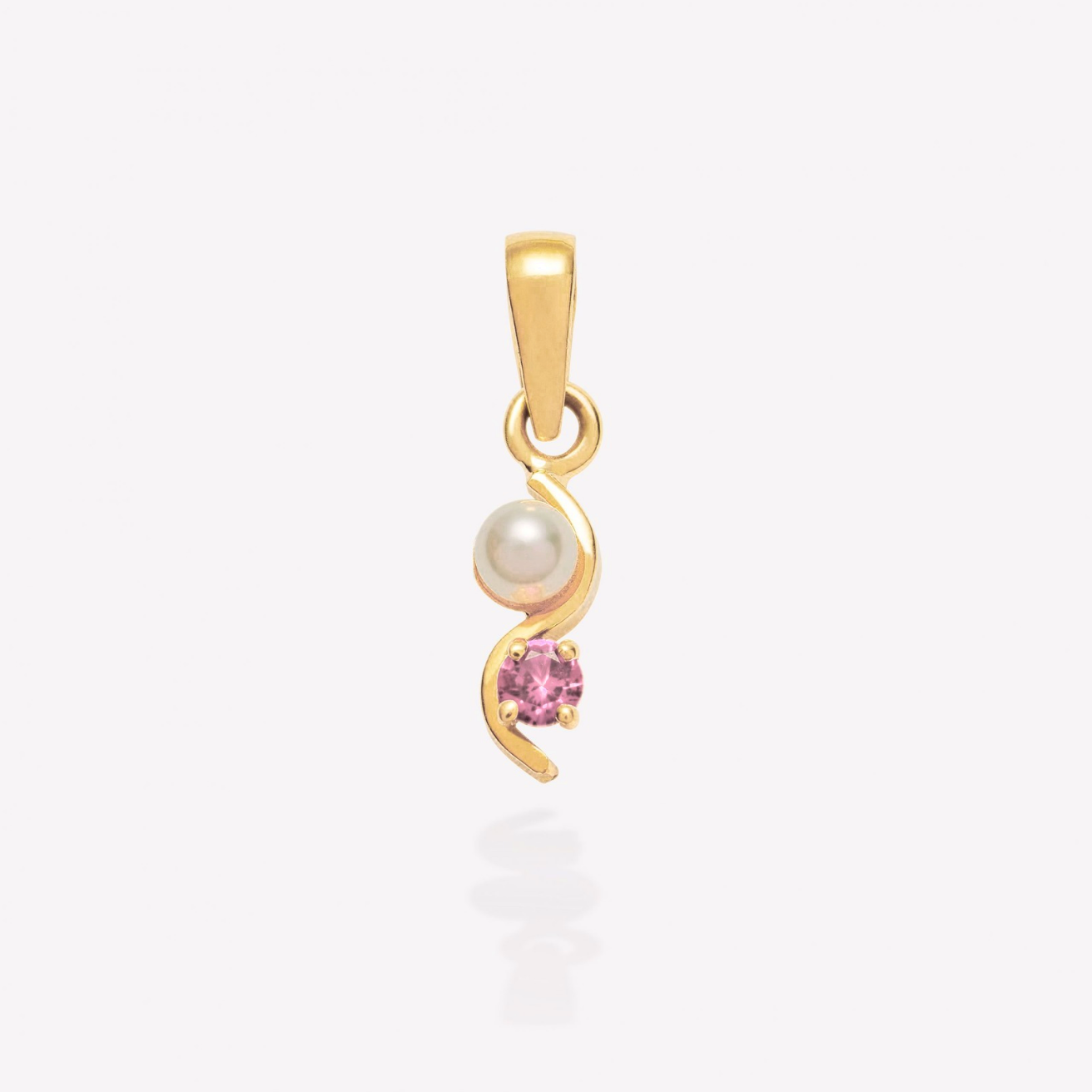 Dije TU Y YO CON PERLA Y ZAFIRO ROSA en oro amarillo 18k