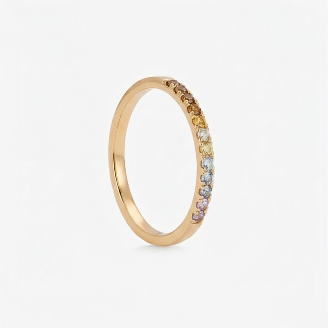 Anillo RIVIERE CON ZAFIROS FANCY en oro amarillo 18k