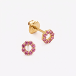 Aretes RIVIERE CIRCULAR CON ZAFIROS ROSA en oro amarillo 18k