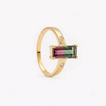 Anillo TURMALINA SANDÍA CON DIAMANTES en oro amarillo 18k